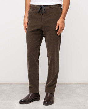 Peserico Khaki corduroy pants with logo R54795T2307961