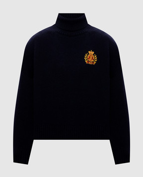 Sporty & Rich Navy NY Crest wool sweater WS06485243BL106