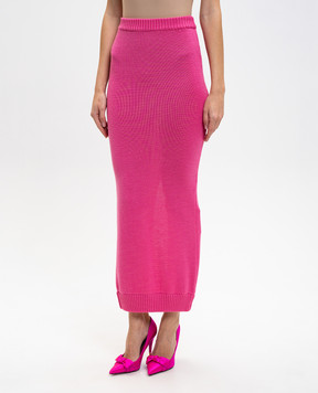 Rowen Rose Pink wool midi skirt KNIRRK048