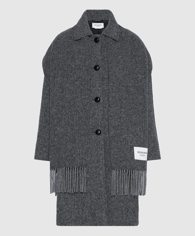 LATINO gray wool coat with scarf