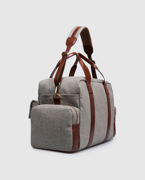 Brunello Cucinelli Grey wool and cashmere travel bag MBPABU323