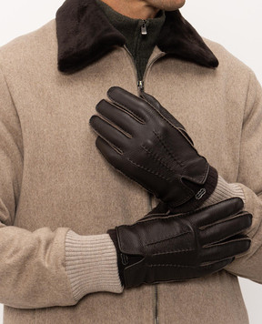 Agnona Brown leather gloves MY10U201K1213