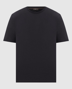 Peserico Navy blue t-shirt with logo print R55557J0Q200089