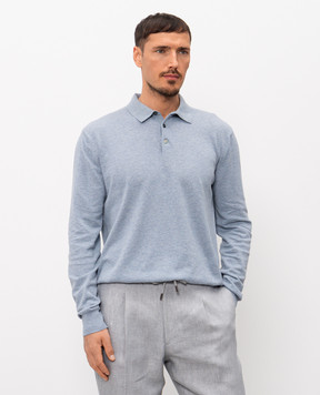 Pini Parma Blue cotton polo shirt POLOLUNGAZZ