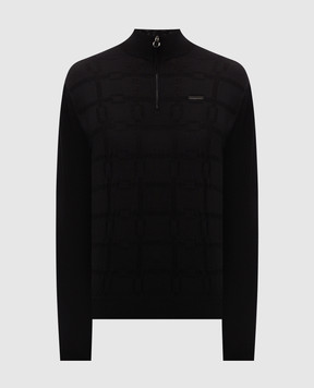 Stefano Ricci Black wool sweater with geometric pattern KE06015L01E26301