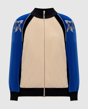 Valentino Beige sports velour jacket with crystals 8B3MF25GA4U