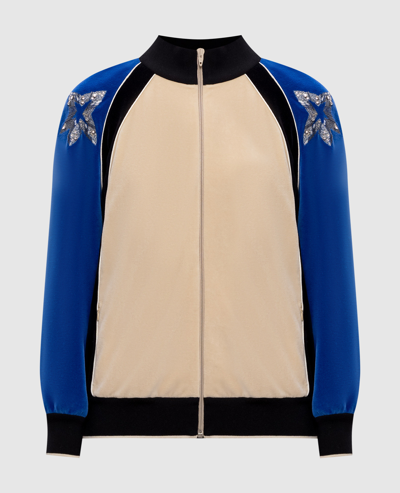 

Beige sports velour jacket with crystals Valentino