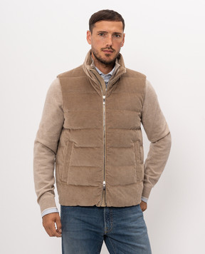 Peserico Beige corduroy down vest R53552VA7958