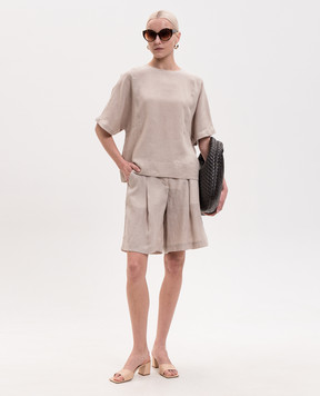 MooRER Beige GENOLA-J linen T-shirt GENOLAJGLX
