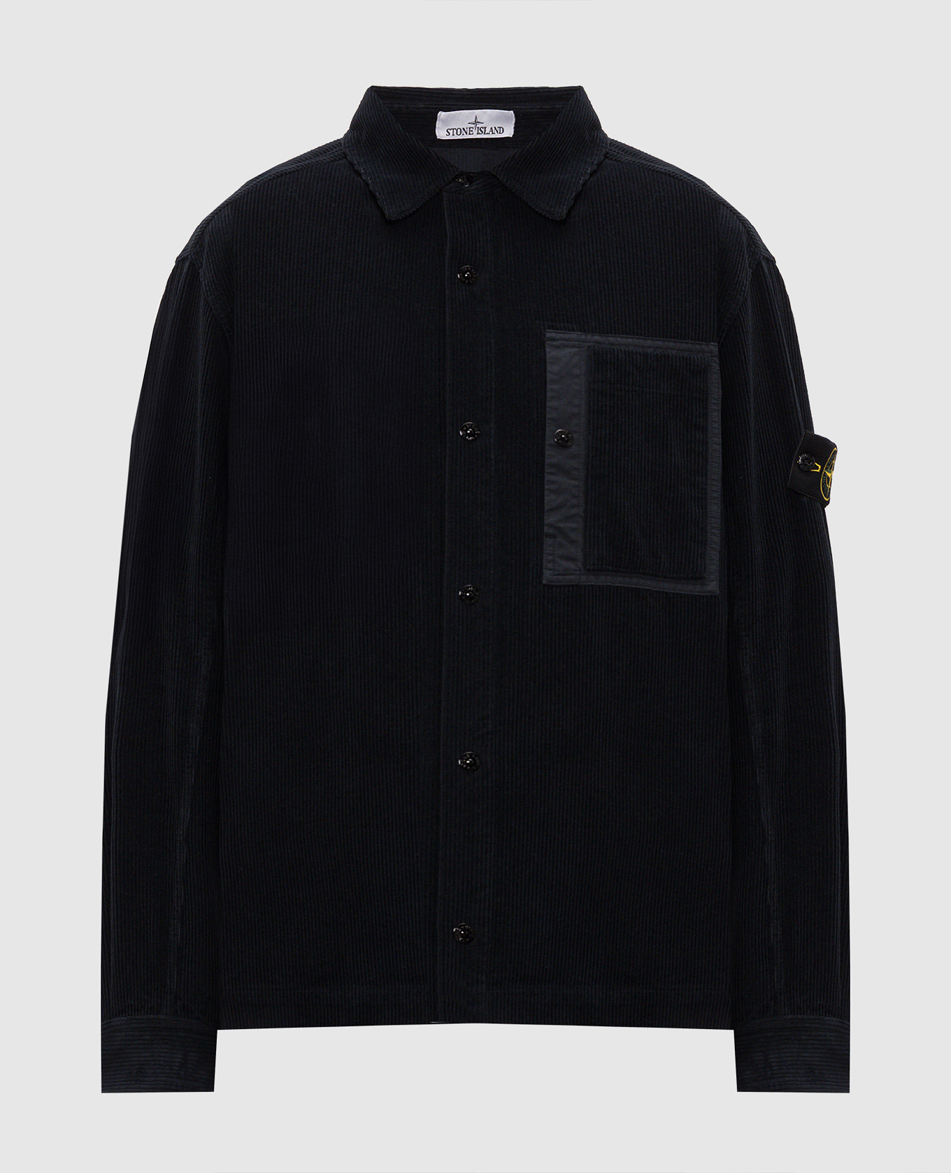 Blue corduroy shirt with logo patch