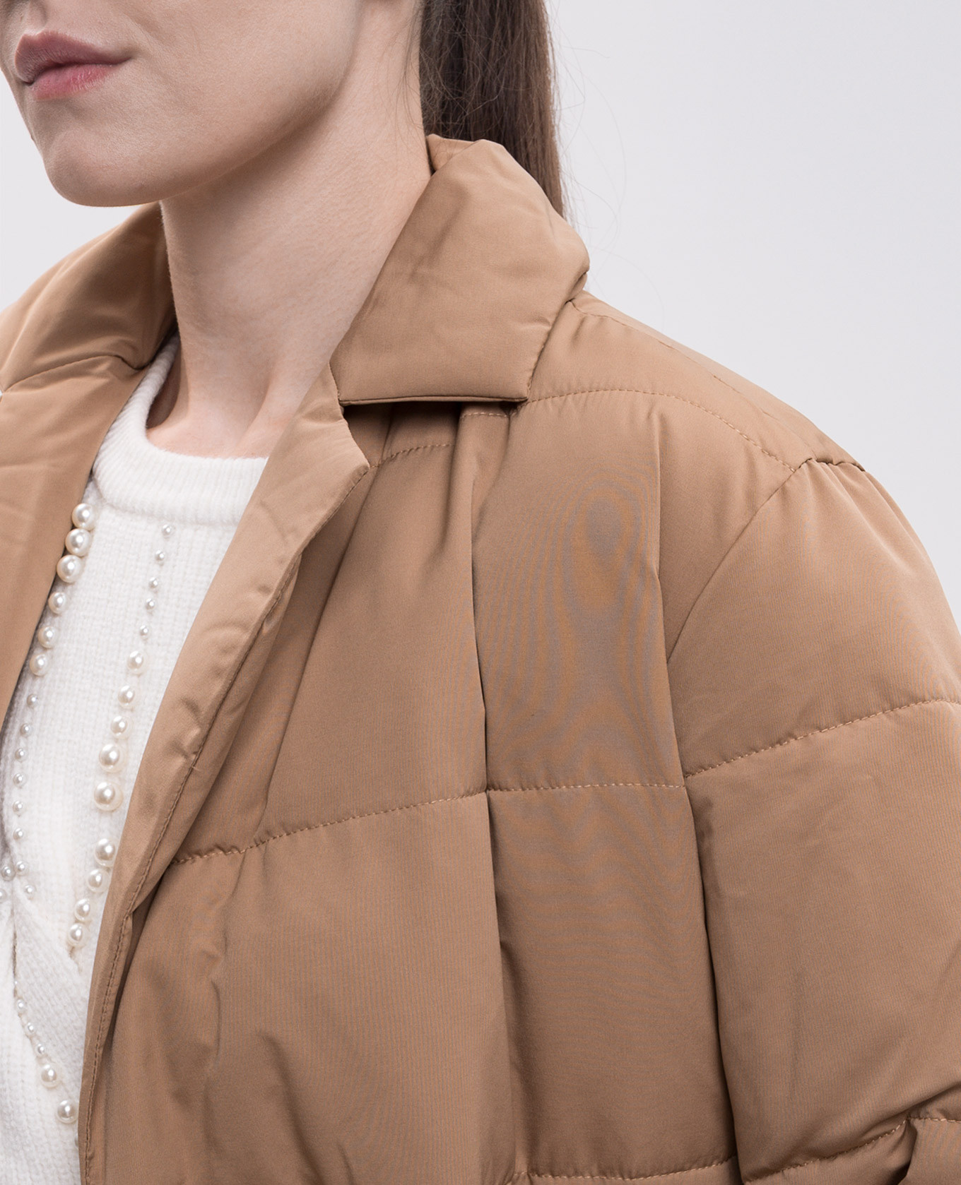 Brown double-breasted long jacket Twinset 5