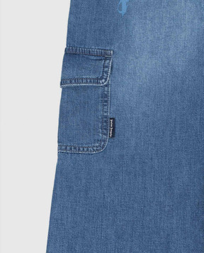 Palm Angels Kids' blue cargo jeans with logo print PBYB008S26DEN001