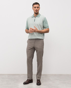 Stefano Ricci Green polo shirt with patterned silk K414016P31F26167