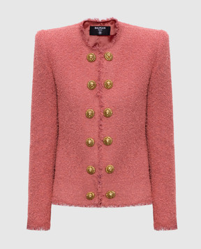 Balmain Pink tweed jacket with wool GF0SM508WD60