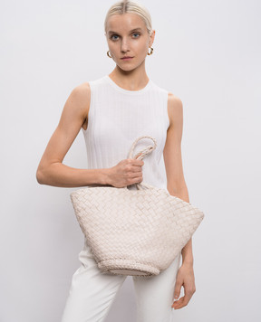 Dragon Egola Pink Leather Woven Tote Bag DGS68026