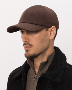 Stefano Ricci Brown cashmere cap with monogram embroidery MCV63NV11FC0001T