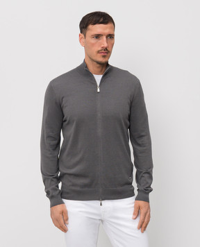 Enrico Mandelli Gray cardigan with silk 3K033A5645