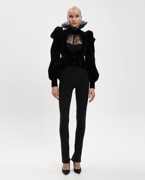 Alexander McQueen Black velvet jacket with a neckline 849830QFABM