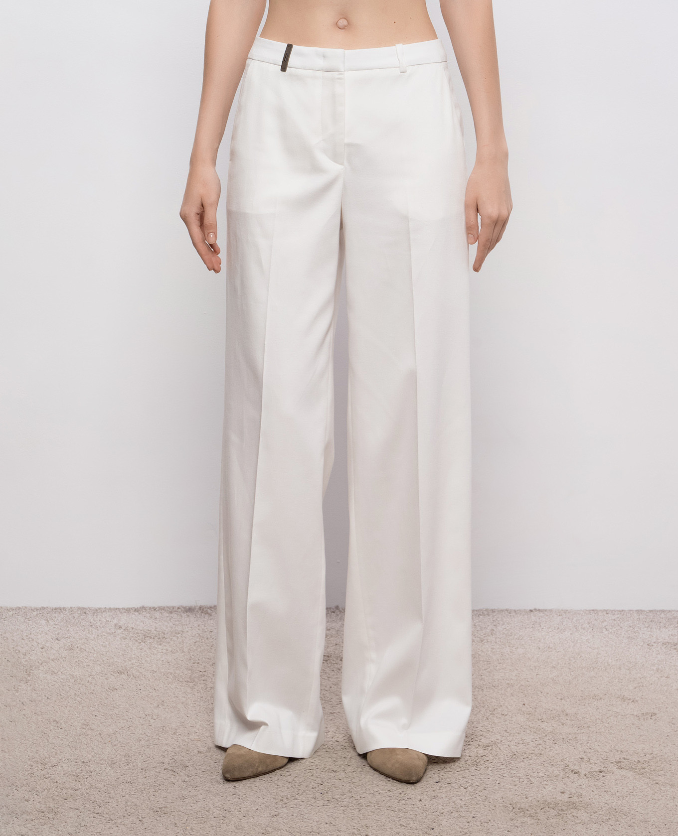 White straight-leg patch pants Peserico 3
