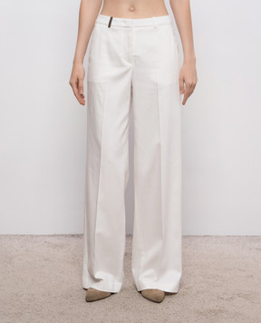 Peserico White straight-leg patch pants A0456707932