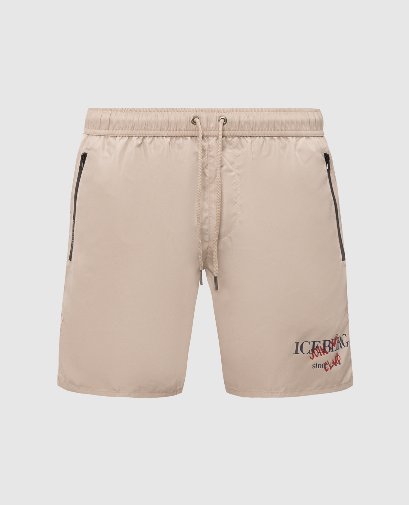 Beige logo print swim shorts