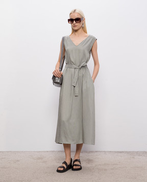 Peserico Khaki dress with striped silk S0220801176