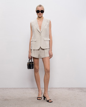 Twinset Gray linen shorts with lurex 261TT2523