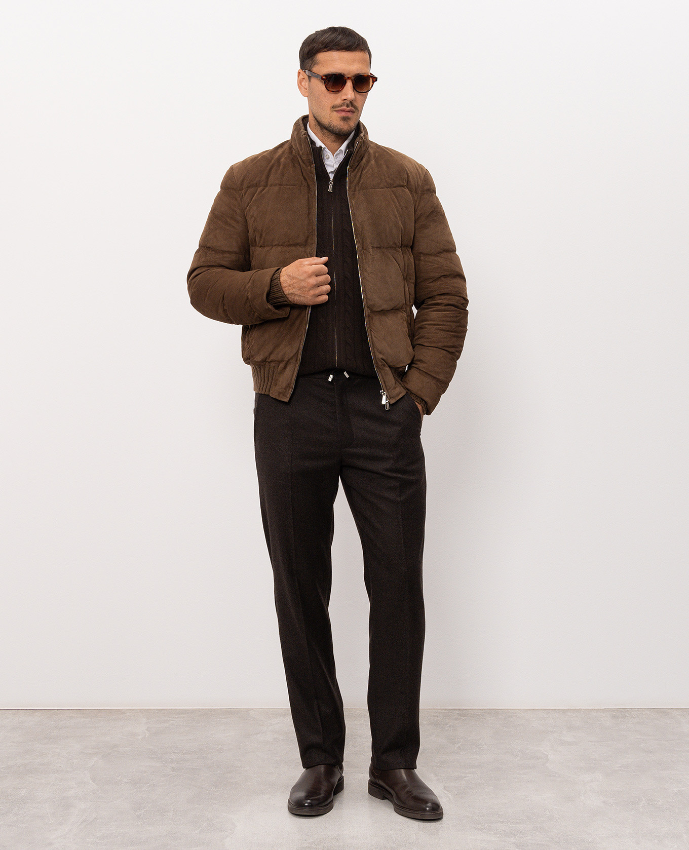 Brown wool and cashmere pants Enrico Mandelli 2