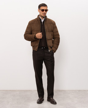 Enrico Mandelli Brown suede down jacket 4T117A7405