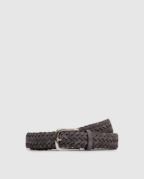 Pini Parma Grey suede belt with weaving BELTBRAIGR