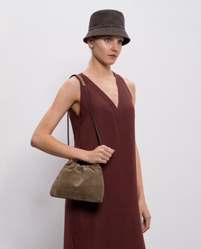 Brunello Cucinelli BC Duo brown suede pouch bag with logo MBDLD2808