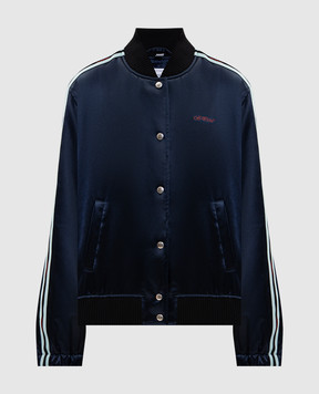 Off-White Blue bomber jacket with branded ribbon 2EK00OS26FAB001