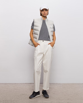 Brunello Cucinelli Grey down vest with logo patch MD5983306