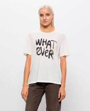R13 Ivory T-shirt with contrasting print of the inscription R13WK141K155B