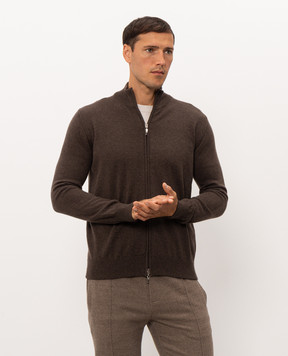 Doriani Cashmere Dark brown cashmere cardigan 1203010