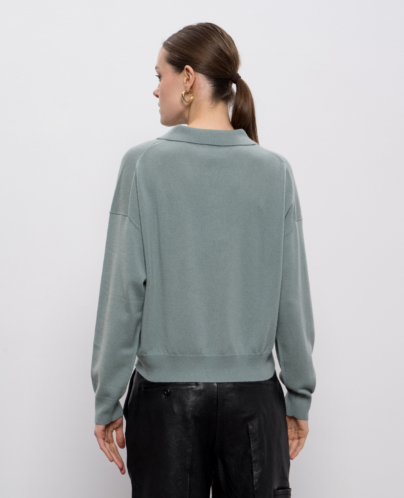 

Green wool and cashmere polo shirt Allude