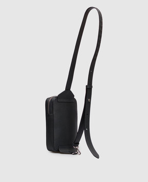 Serapian Navy blue leather sling bag with logo SRCMOMML738715A021