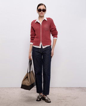 Peserico Pink cardigan with monil chain A99102F079312B