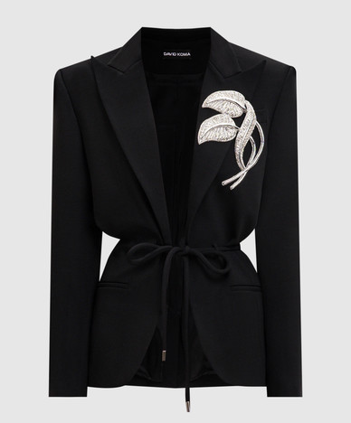Black wool jacket with appliqué