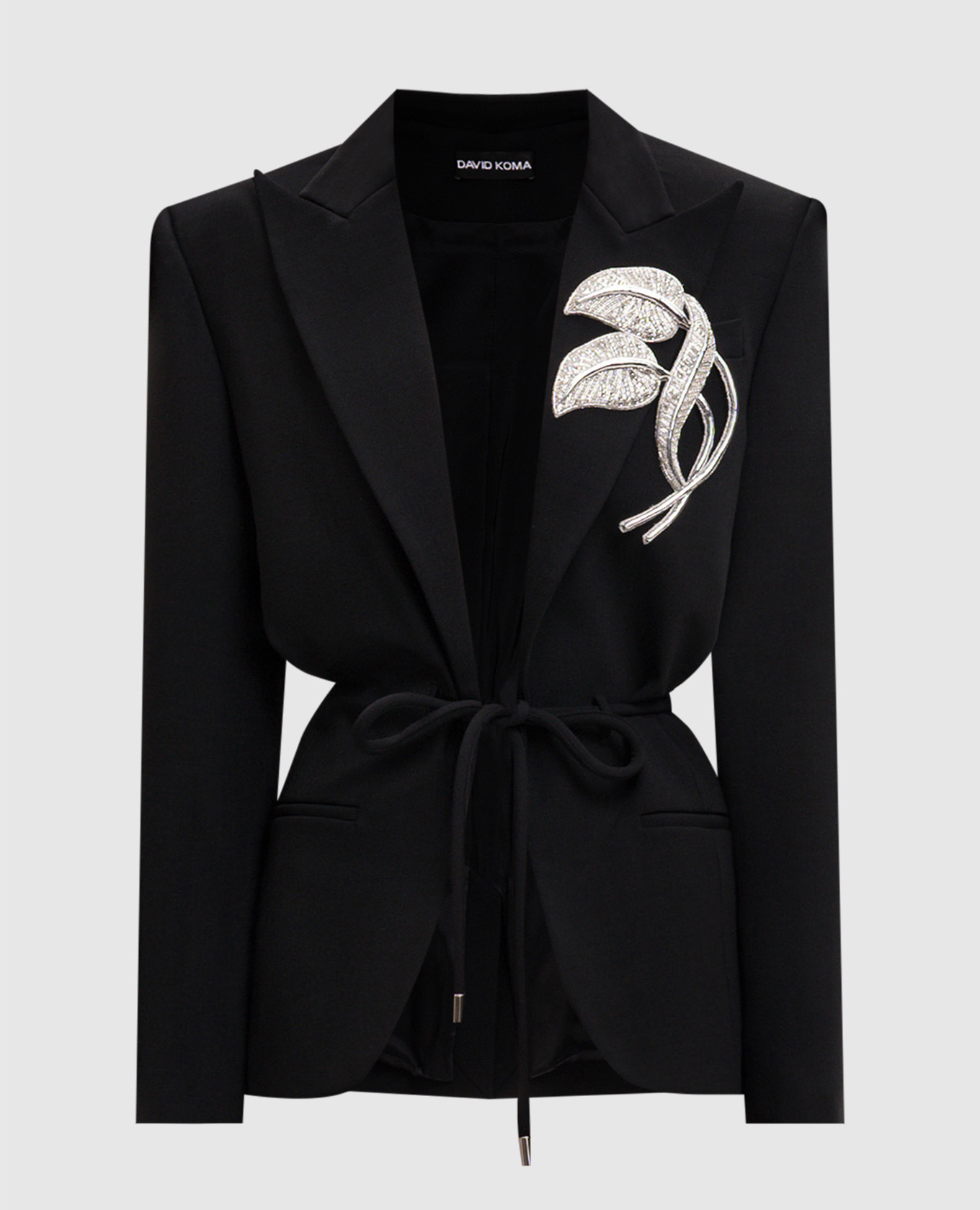 Black wool jacket with appliqué