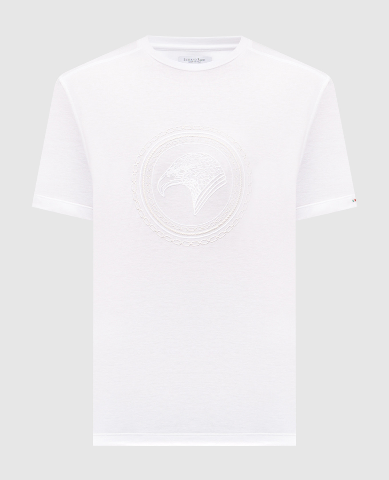 White T-shirt with embroidered emblem