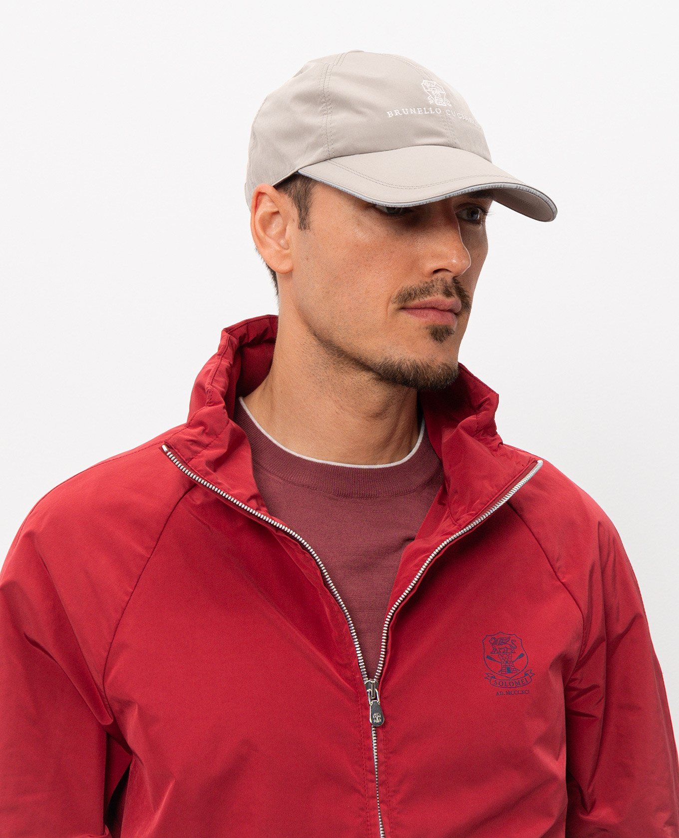 

Khaki cap with embroidered emblem Brunello Cucinelli