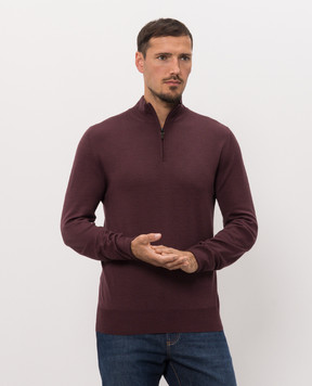 Canali Burgundy wool jumper with zipper MK01149C0015