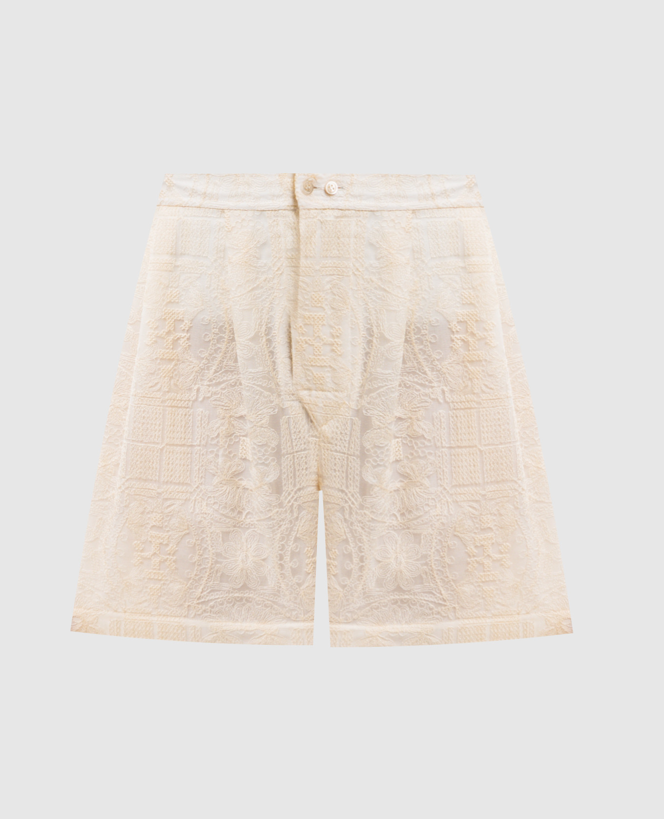 Beige shorts with embroidery