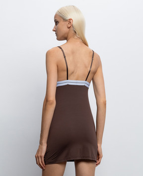 Palm Angels Brown nightgown with logo pattern PLA1UWPC01SI