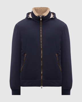 Brunello Cucinelli Blue down jacket with fur MV4061606