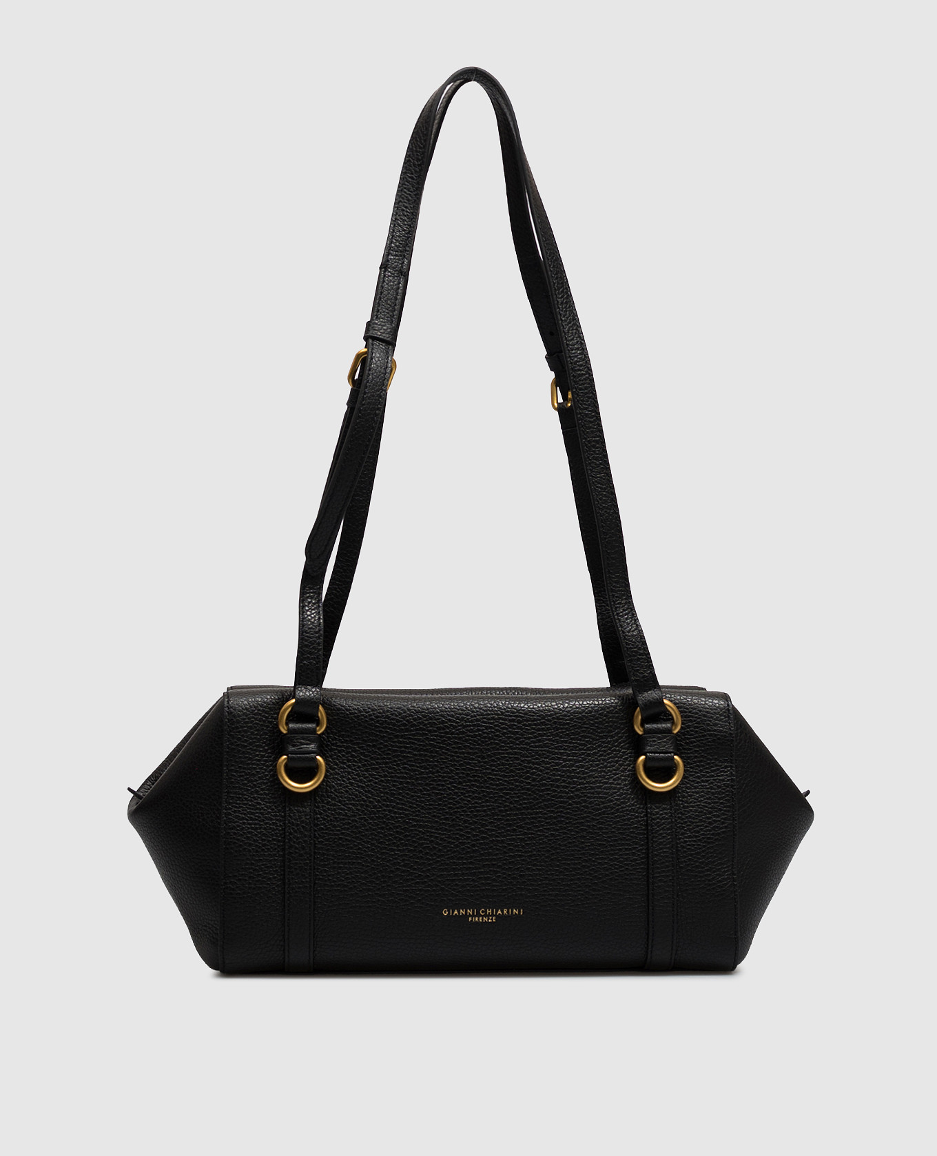 Black leather tote bag TERRY