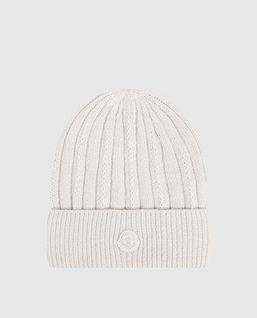 Moncler Grey wool hat with logo patch L20933B00016M1241