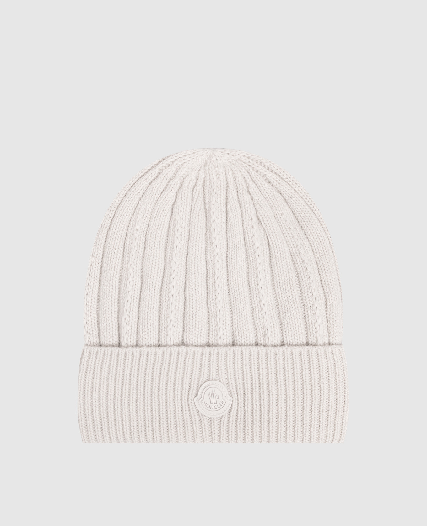 Grey wool hat with logo patch