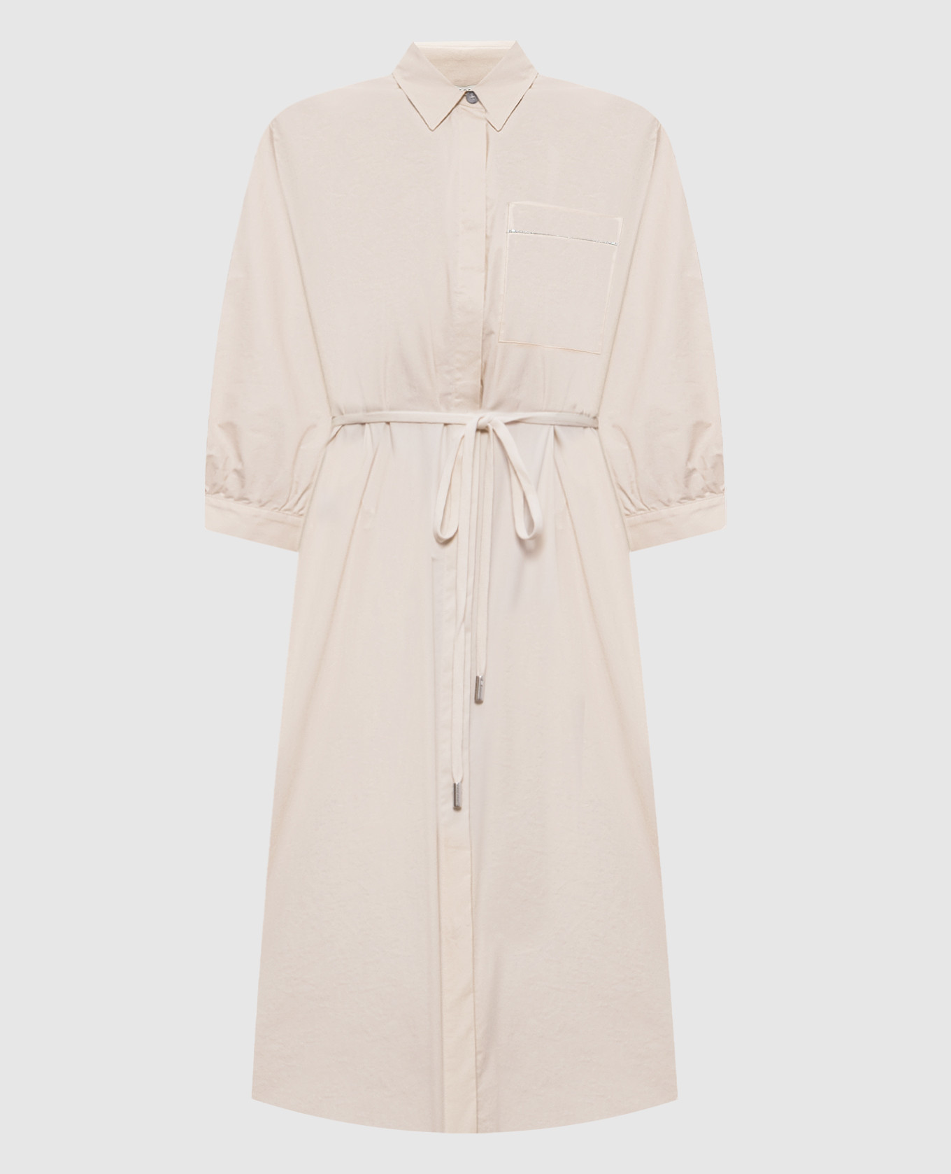 Beige shirt dress with monil chain